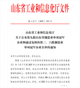 公司入選第九批山東省制造業(yè)單項(xiàng)冠軍企業(yè)
